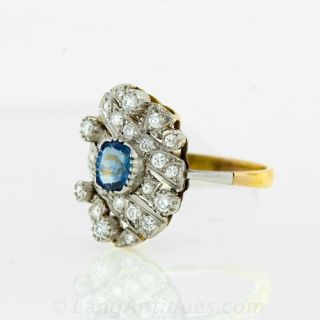Edwardian Style Sapphire and Diamond Dinner Ring