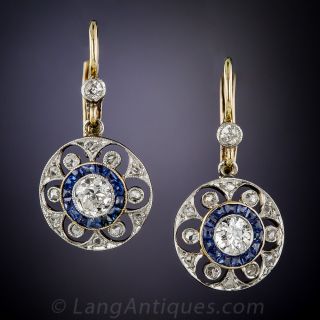Edwardian Style Sapphire and Diamond Earrings