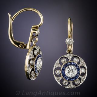 Edwardian Style Sapphire and Diamond Earrings