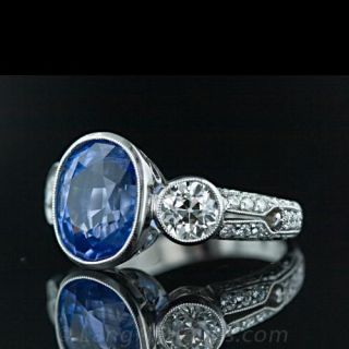 Edwardian Style Sapphire and Diamond Three Stone Ring