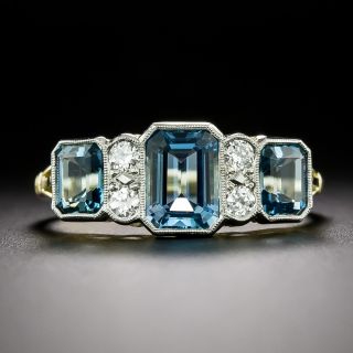Edwardian-Style Three-Stone Aquamarine and Diamond Ring - 4
