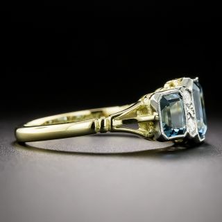 Edwardian-Style Three-Stone Aquamarine and Diamond Ring