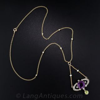 Edwardian Amethyst and Peridot Necklace