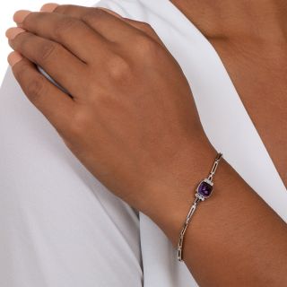 Edwardian Sugarloaf Amethyst and Rose-Cut Diamond Bracelet