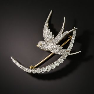 Edwardian Swallow and Crescent Pin