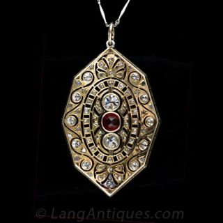 Edwardian Synthetic Ruby & Diamond Necklace