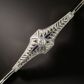 Edwardian Synthetic Sapphire and Diamond Link Bracelet - 3