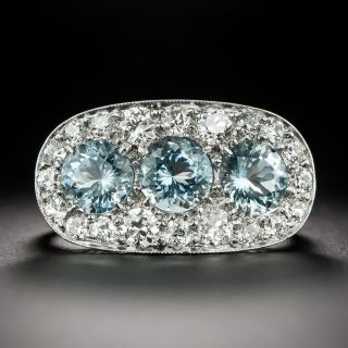 Edwardian Three-Stone Aquamarine And Diamond Ring - 2