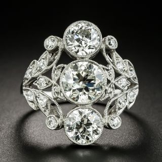 Edwardian Three-Stone Diamond Dinner Ring - GIA - 1