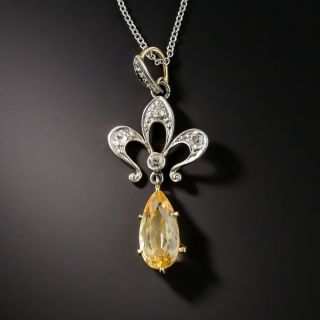 Edwardian Topaz and Diamond Pendant - 1
