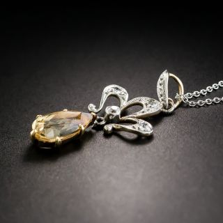 Edwardian Topaz and Diamond Pendant