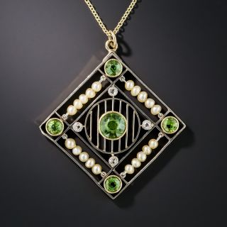 Edwardian Tourmaline and Seed Pearl Pendant