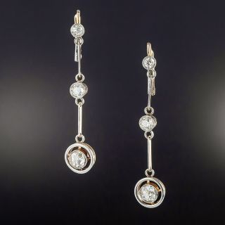 Edwardian Triple Diamond Dangle Earring - 2