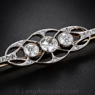 Edwardian Triple European-Cut Diamond Pin