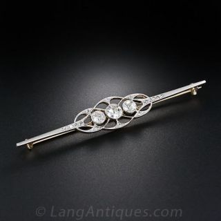 Edwardian Triple European-Cut Diamond Pin