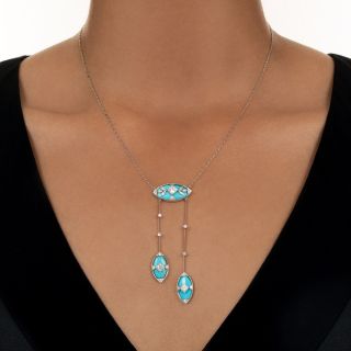 Edwardian Turquoise and Diamond Negligee Necklace