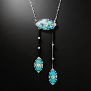 Edwardian Turquoise and Diamond Negligee Necklace - 2