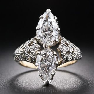 Edwardian Twin-Stone Pear-Shape Diamond Ring