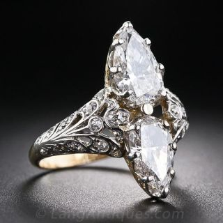 Edwardian Twin-Stone Pear-Shape Diamond Ring