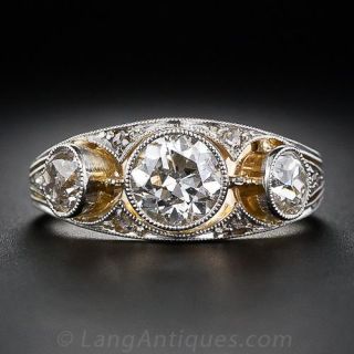 Edwardian Two-Toned Three Stone Diamond Ring