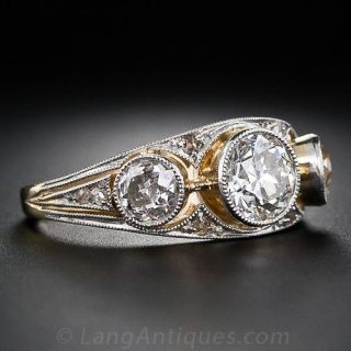 Edwardian Two-Toned Three Stone Diamond Ring