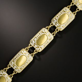 Edwardian White Enamel and  Gold Plaque Bracelet - 3
