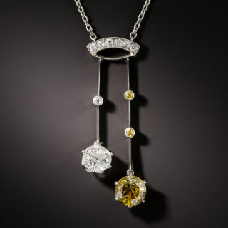 Edwardian White & Fancy Diamond Negligee Necklace - 2