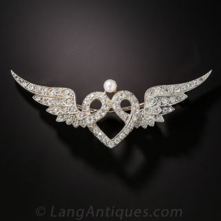 Edwardian Winged Heart Brooch