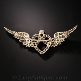 Edwardian Winged Heart Brooch