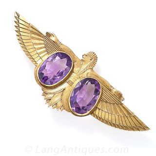 Egyptian Revival  Amethyst Pin