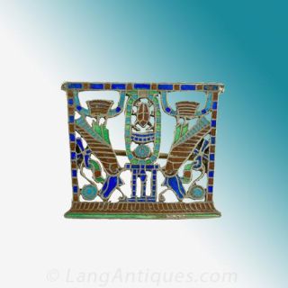 Egyptian-Revival-Enamel-Brooch-Main-View