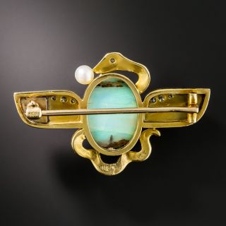 Egyptian Revival Opal and Enamel Brooch - Shreve & Co.