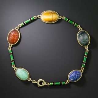 Egyptian Revival Scarab and Enamel Bracelet - 2