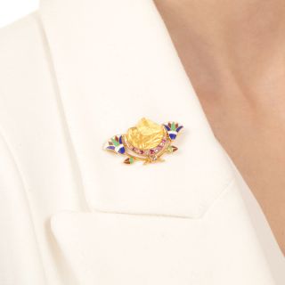Egyptian Revival Sphinx and Pyramid Brooch