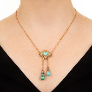 Egyptian Revival Turquoise And Enamel Necklace by T. B. Starr, Circa 1900
