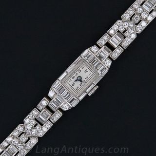 Elegant  French  Art Deco Diamond Bracelet Watch - 1