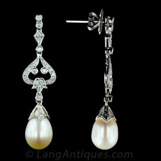 Elegant Pearl and Diamond Drop Earrings