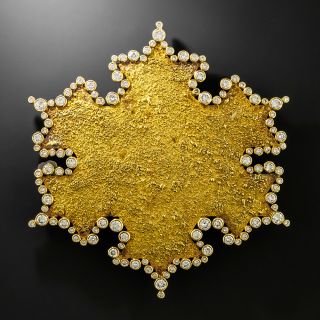 Elizabeth Gage 18K Diamond Snowflake Brooch - 2