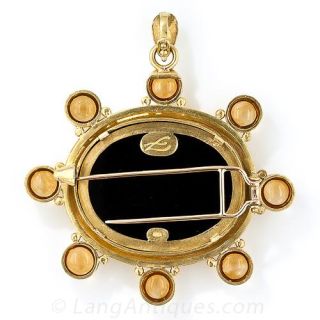 Elizabeth Locke Micro Mosaic Dog Brooch and Pendant