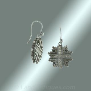 Embossed Silver Earrings Circa 1880