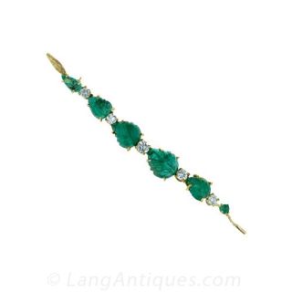 Emerald and Diamond Bar Pin Main View