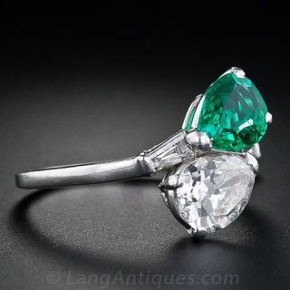 Emerald and Diamond Bypass Ring