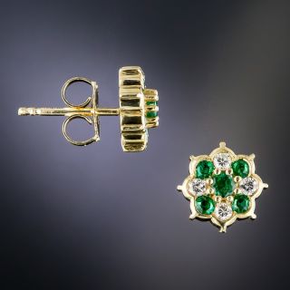 Emerald and Diamond Cluster Earrings