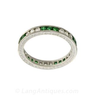Emerald and Diamond Eternity Band