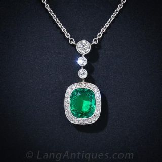 Emerald and Diamond Pendant Necklace