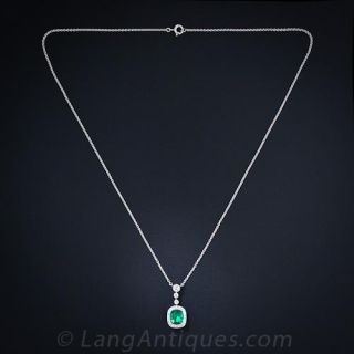 Emerald and Diamond Pendant Necklace