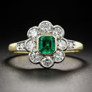 Emerald and Diamond Vintage Style Ring