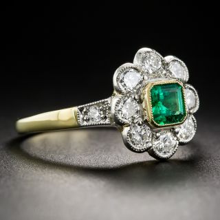 Emerald and Diamond Vintage Style Ring