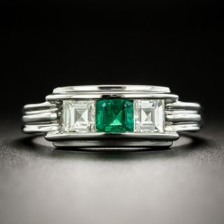 Emerald and Square Cut Diamond Ring - 1