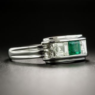 Emerald and Square Cut Diamond Ring